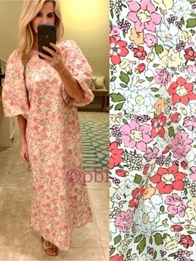 H&M Floral Spring Puff Sleeve Midi  Dress